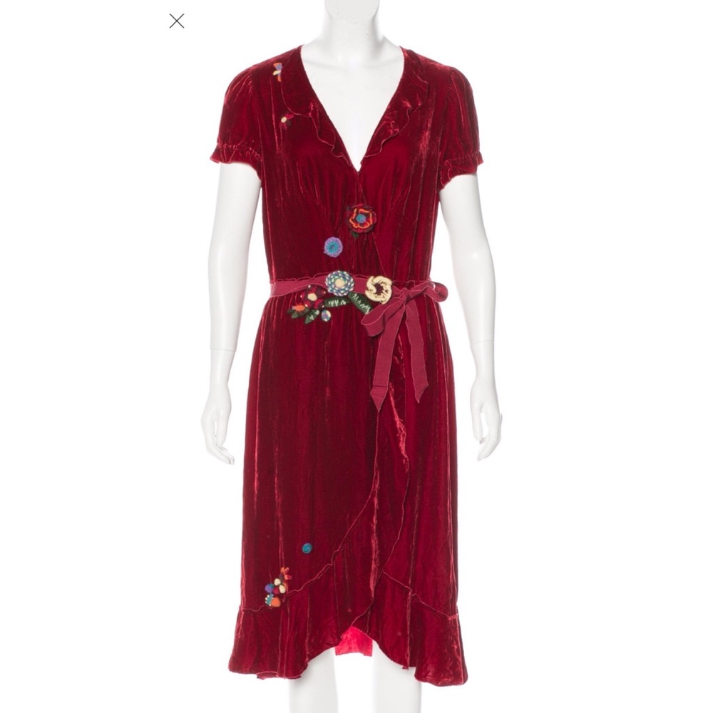Moschino Crimson embellished velvet dress Sz 44 M